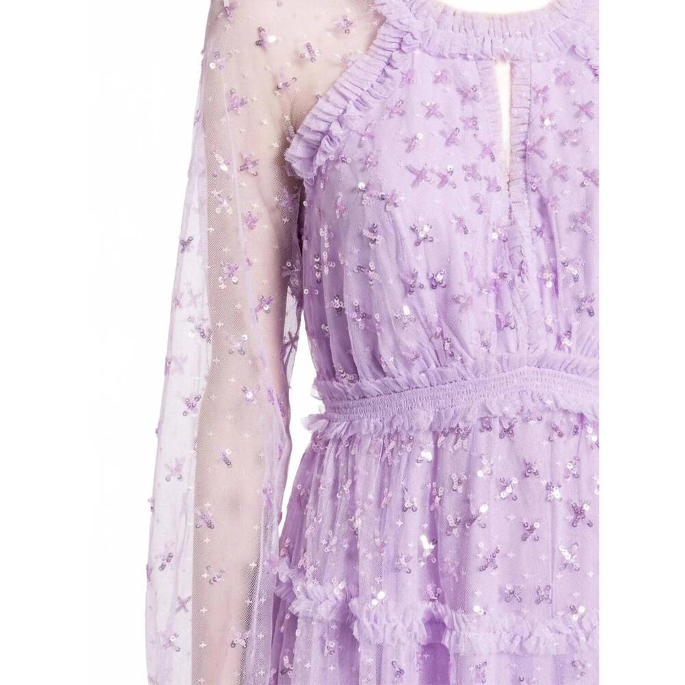 NEW NEEDLE & THREAD sequin kisses ankle gown in periwinkle purple - Picture 3 of 4